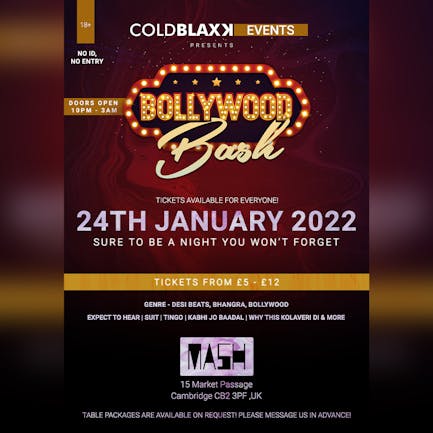 Bollywood Bash At Mash Cambridge On 24th Jan 22 Fatsoma