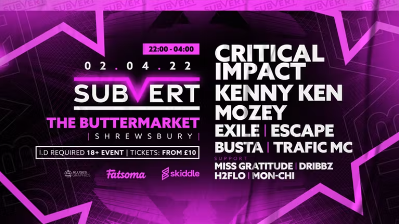 Subvert Drum and Bass presents Critical Impact, Kenny Ken, Mozey, Exile – THIS SATURDAY!  – CLUB