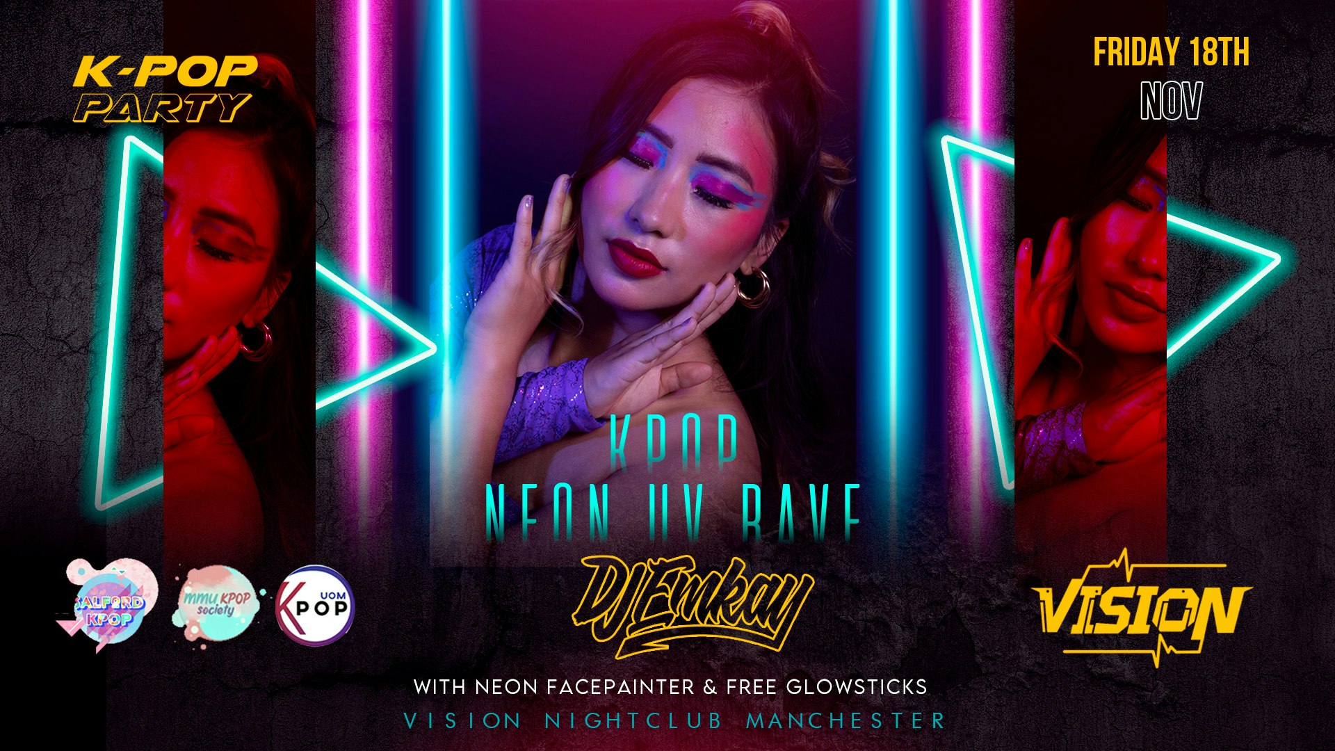 K-Pop Party Manchester – NEON UV RAVE WITH DJ EMKAY | FRIDAY 18TH NOVEMBER