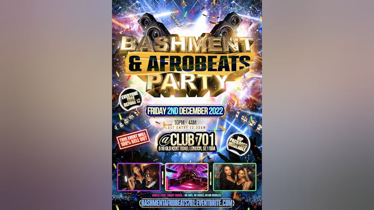 Bashment & Afrobeats South London Party - Everyone Free Before 12AM