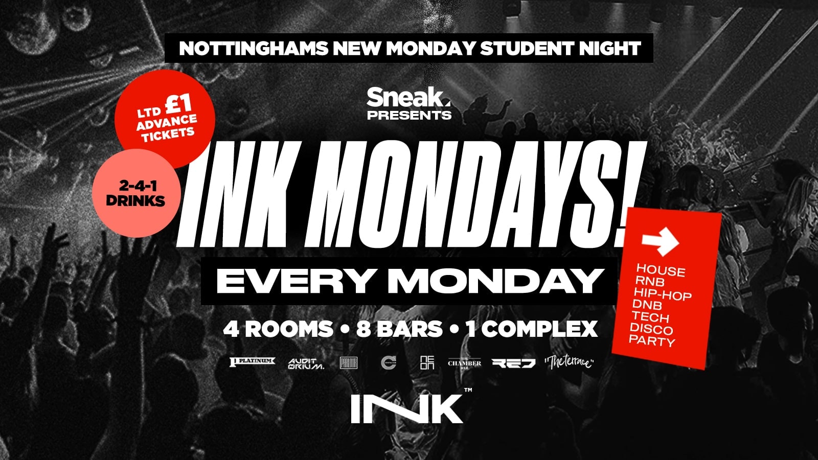 INK MONDAYS • World Cup Afters! Mon 21st Nov | 2-4-1 Drinks | £1 Tickets