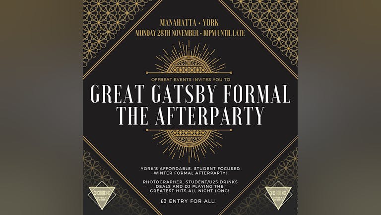 Great Gatsby Formal - The Afterparty - Manahatta Mondays