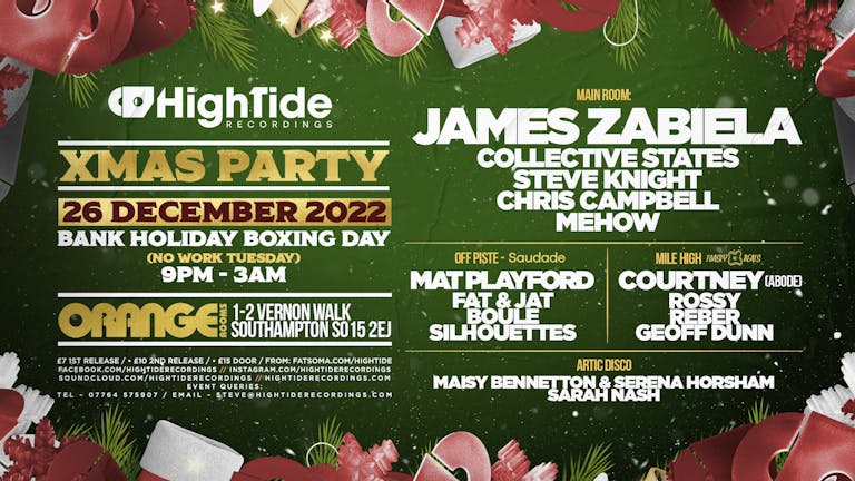 High Tide Xmas Party - 4 Rooms feat. James Zabiela, Toasty Beats (THIS BOXING DAY)