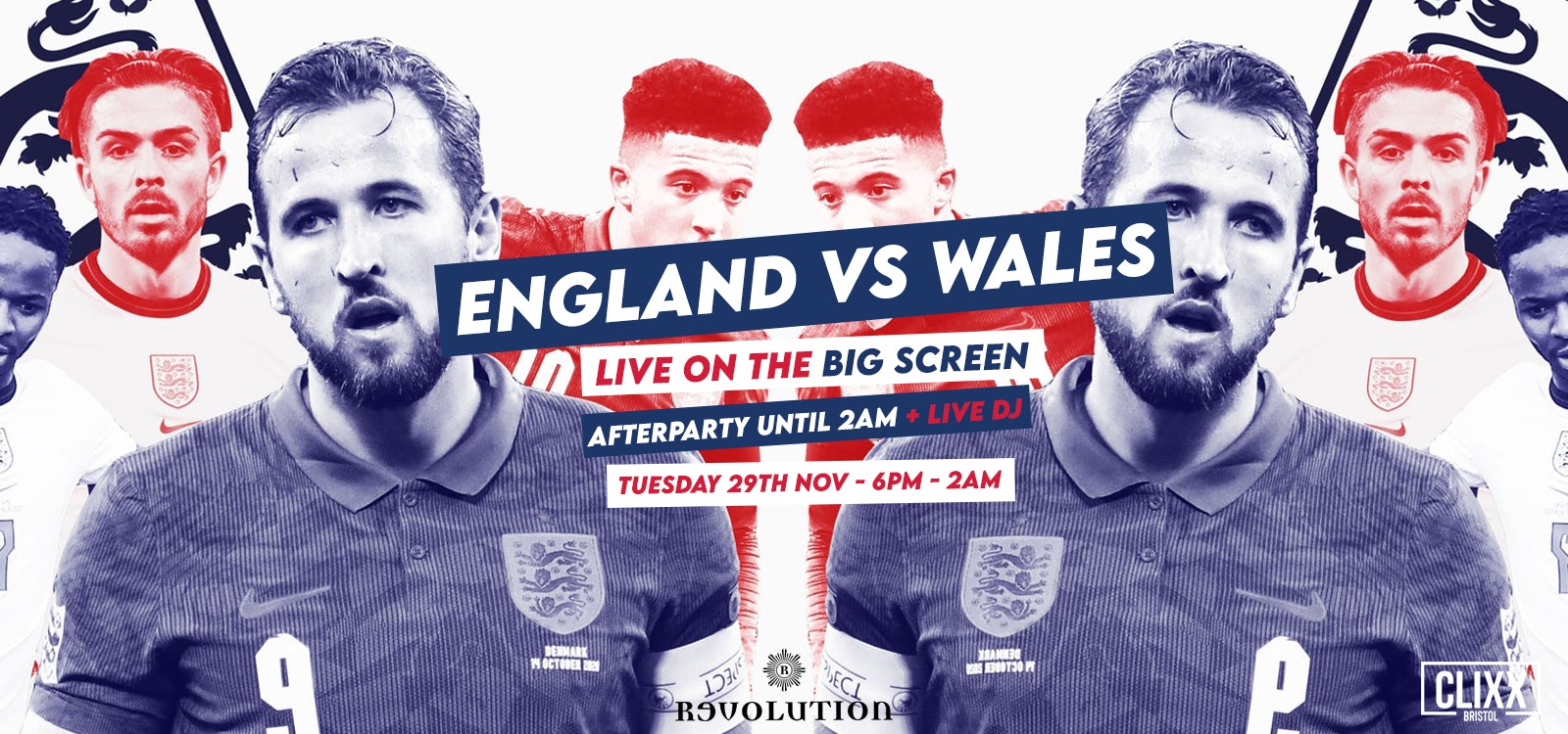 England vs Wales – Live on the big screen + Live DJ & Afterparty until 2am