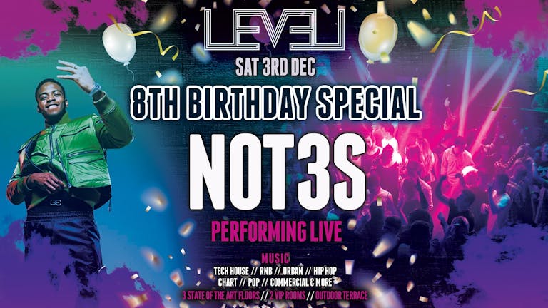 Confetti Saturdays : NOT3S Live - LEVEL's 8th Birthday Party!