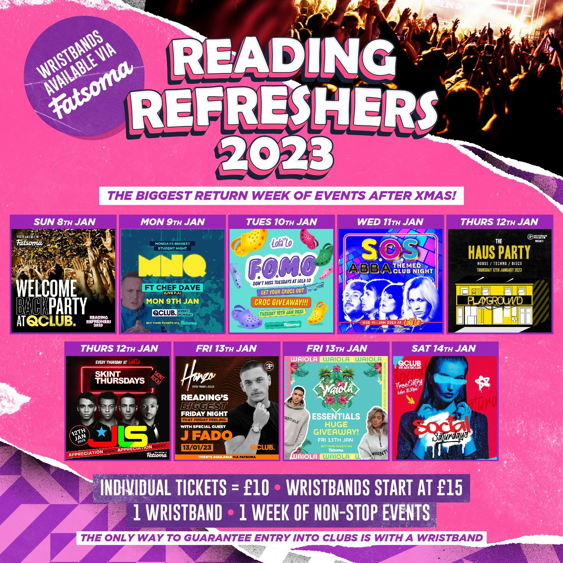 READING RE-FRESHERS WEEK 2023 (Half Week Wristband Now £15) 💥