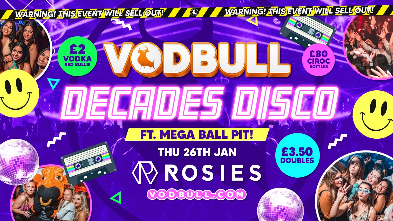 🧡Vodbull [🔥FINAL 50 TIX🔥] 🪩DECADES DISCO🪩at ROSIES!! 🧡 26/01 🧡