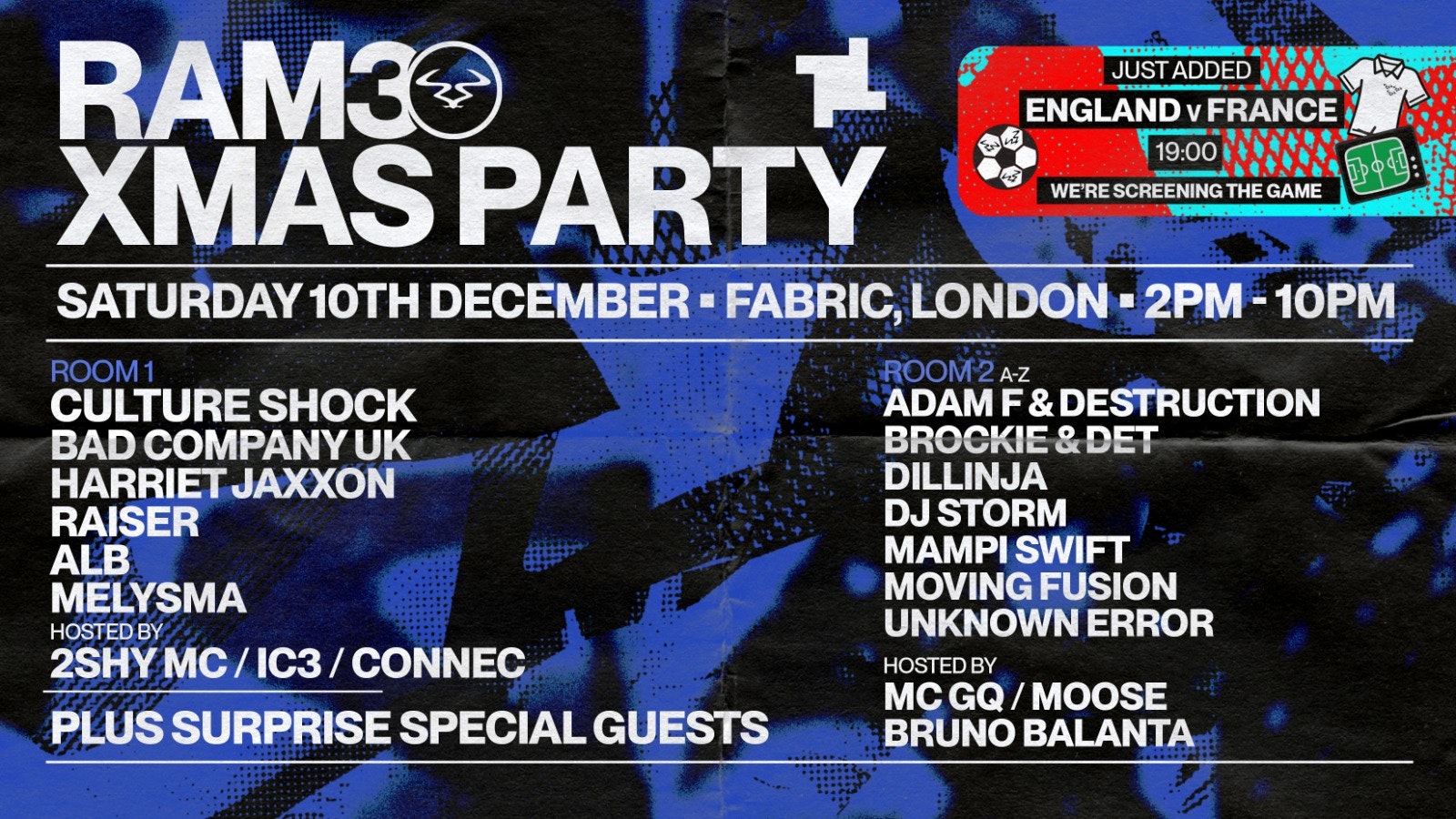 RAM Xmas Party 2022 w/ Very Special Guest & England v France (Live)