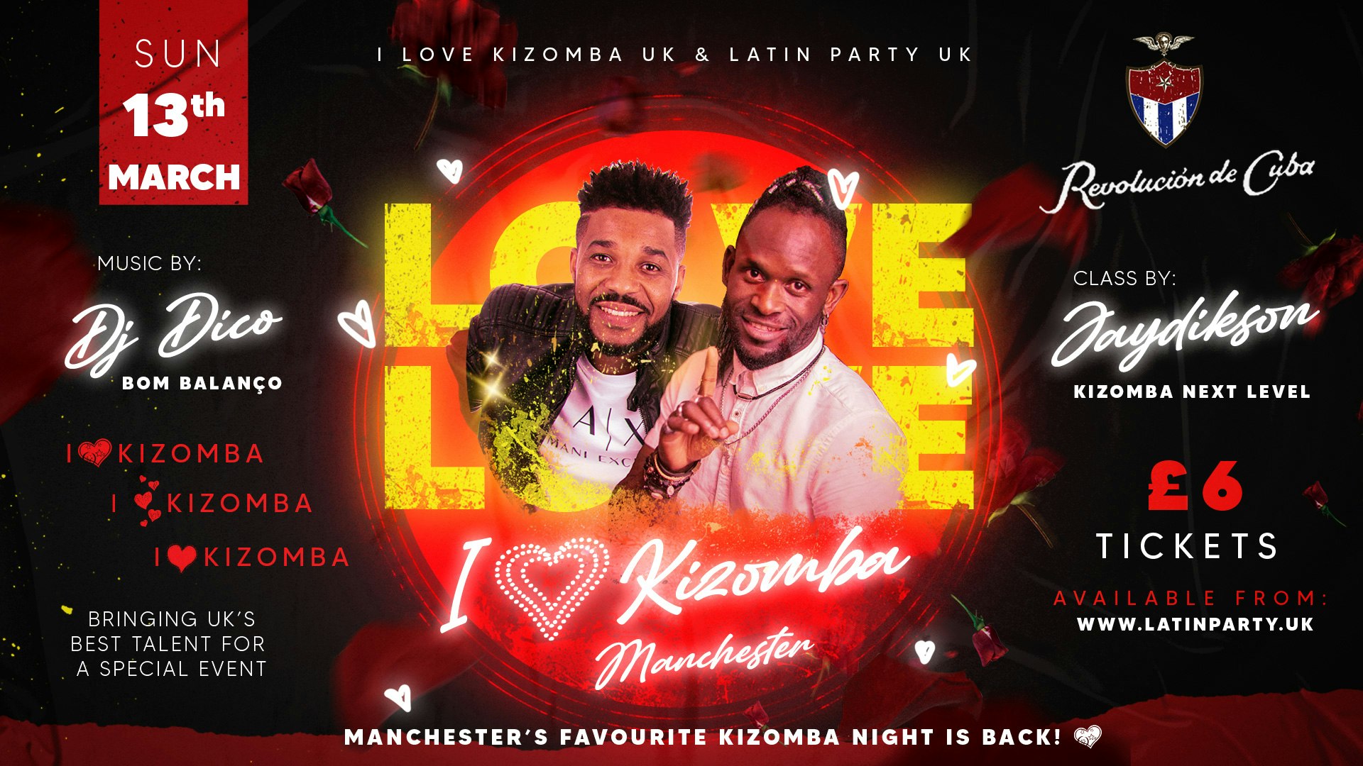 I Love Kizomba Manchester – Sunday 13th March | Revolucion de Cuba Manchester