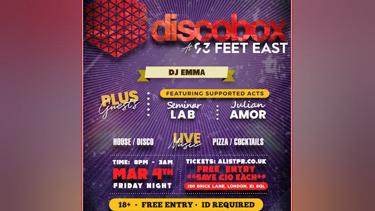FREE PARTY tonight Discobox / Free tickets worth £10 each