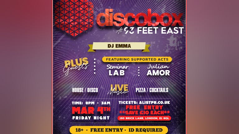 Discobox this Friday / Free tickets worth £10 each