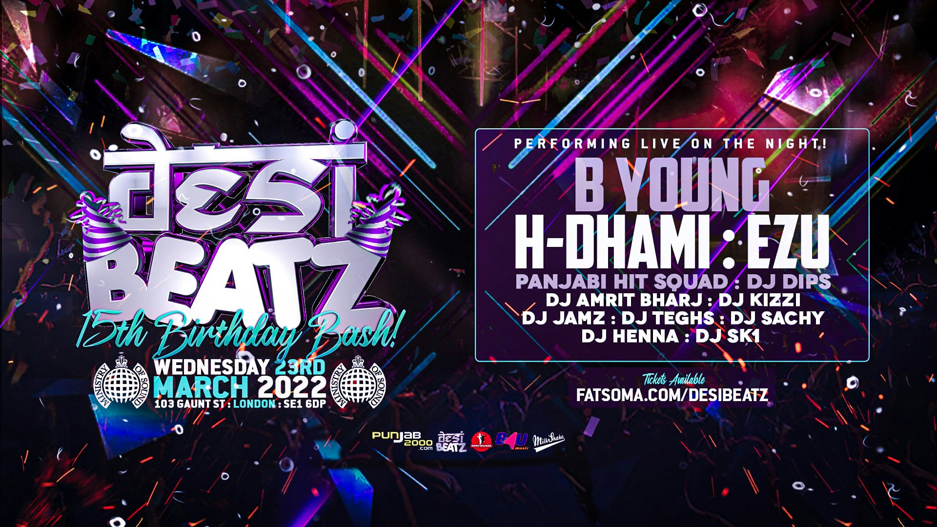 Desi Beatz presents B-YOUNG + More : Wed 23rd March : Ministry of Sound