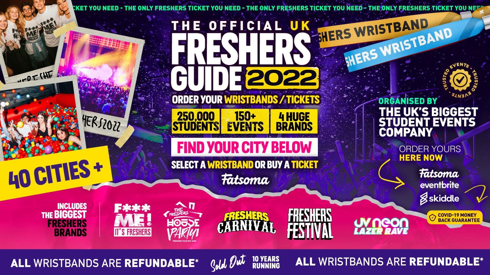 🔥 90% SOLD OUT 🔥 – The 2022 UK Freshers Week Guide 🎉 | Presented by Your Freshers Guide! – ⬇️ SELECT YOUR CITY BELOW ⬇️