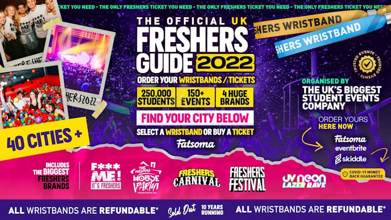 🔥 90% SOLD OUT 🔥 - The 2022 UK Freshers Week Guide 🎉 | Presented by Your Freshers Guide! - ⬇️ SELECT YOUR CITY BELOW ⬇️