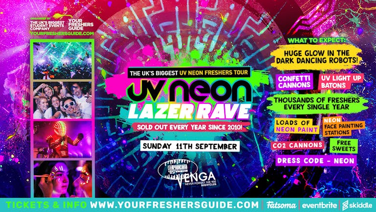 £1 Tickets - UV Neon Lazer Rave / Glasgow Freshers 2022