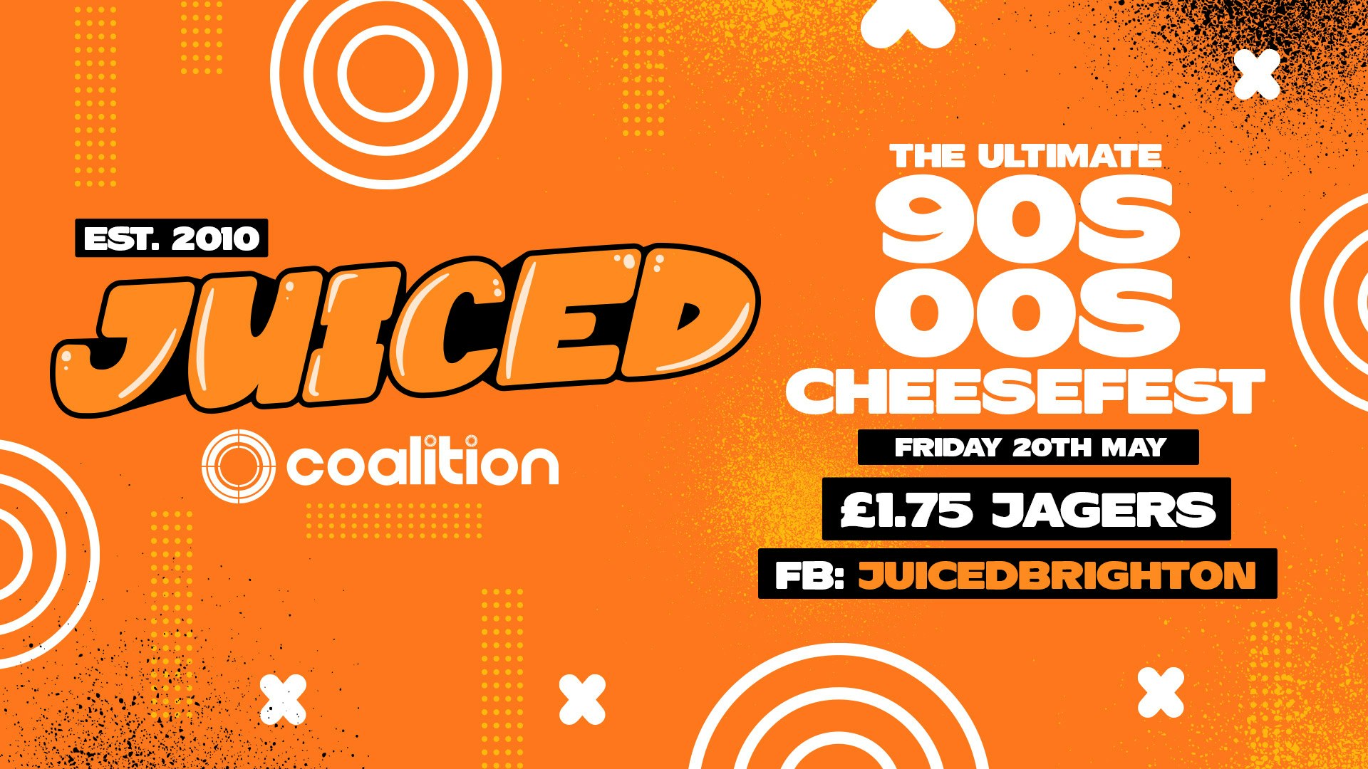 JUICED Fridays x The Ultimate 90s vs 00s Cheesefest | £1.75 Jagers