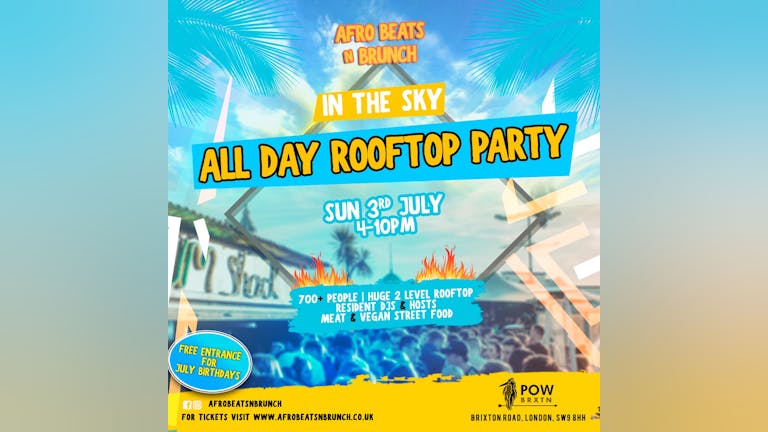 Afrobeats n Brunch: All Day Rooftop Party ☀️ - LONDON
