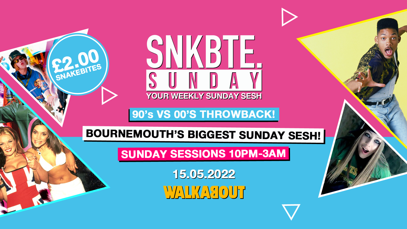 Snakebite Sundays @Walkabout // 90’s vs 00’s Throwback