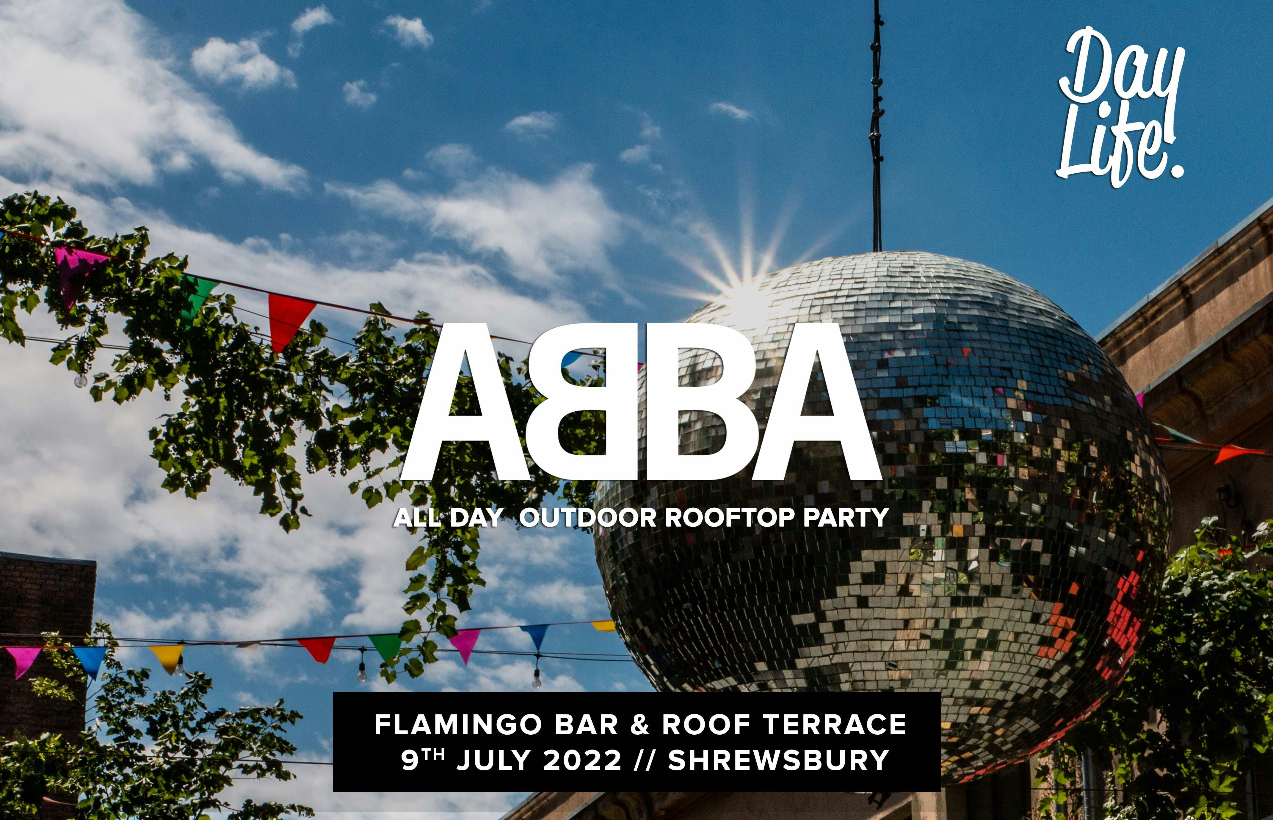Outdoor ABBA Rooftop Party in Shrewsbury at Flamingo Terrace & Roof Garden!