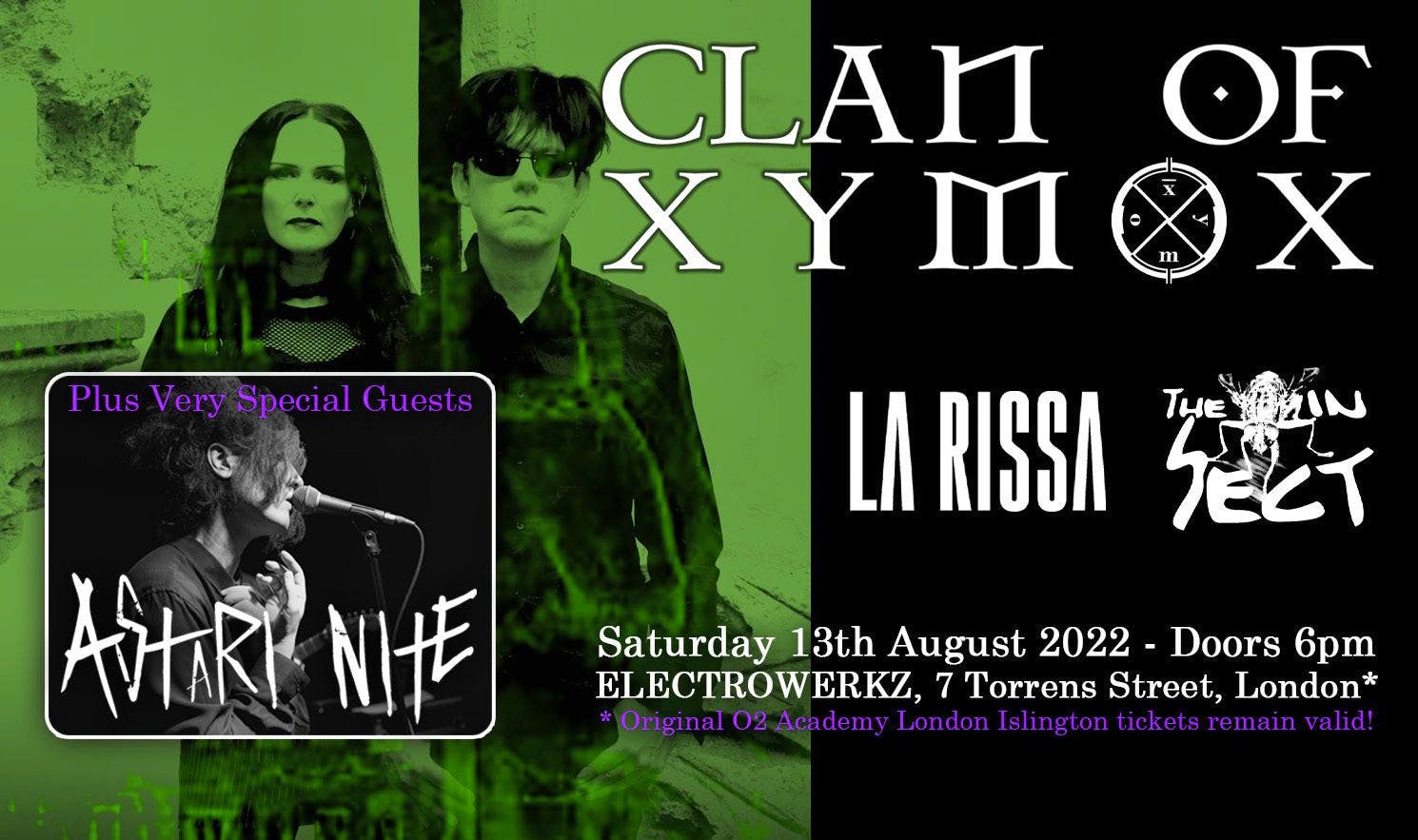 CLAN OF XYMOX 40th Anniversary UK Tour Astari Nite La Rissa