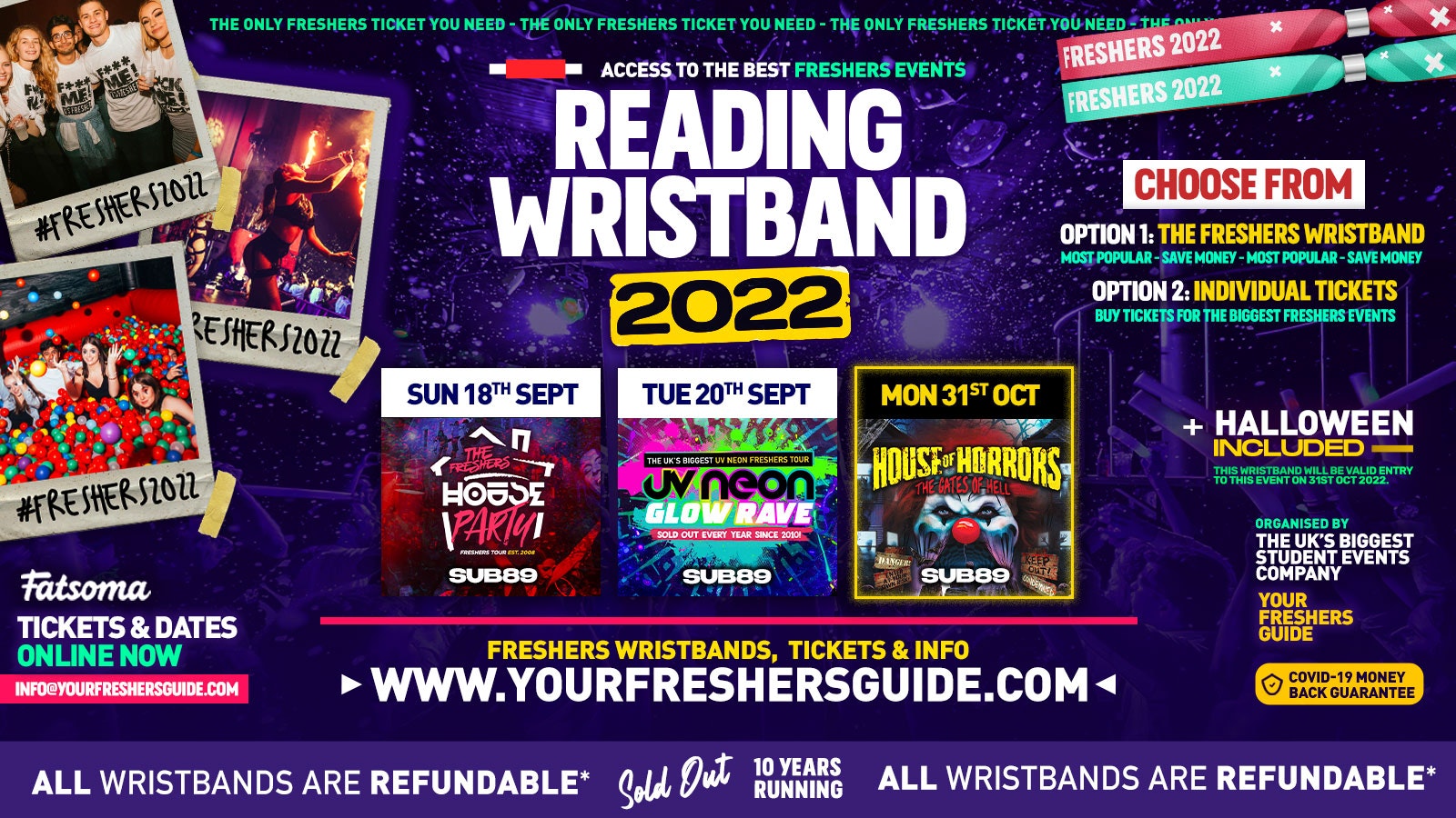 Reading Freshers Wristband 2022 – The BIGGEST Events in Reading’s BEST Clubs / Reading Freshers 2022