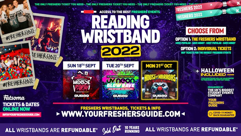 Reading Freshers Wristband 2022 - The BIGGEST Events in Reading's BEST Clubs / Reading Freshers 2022