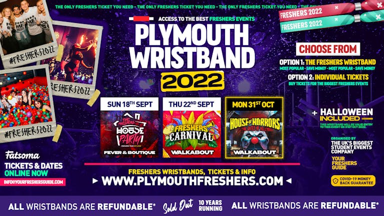 Plymouth Freshers Wristband 2022 - The BIGGEST Events in Plymouth's BEST Clubs / Plymouth Freshers 2022