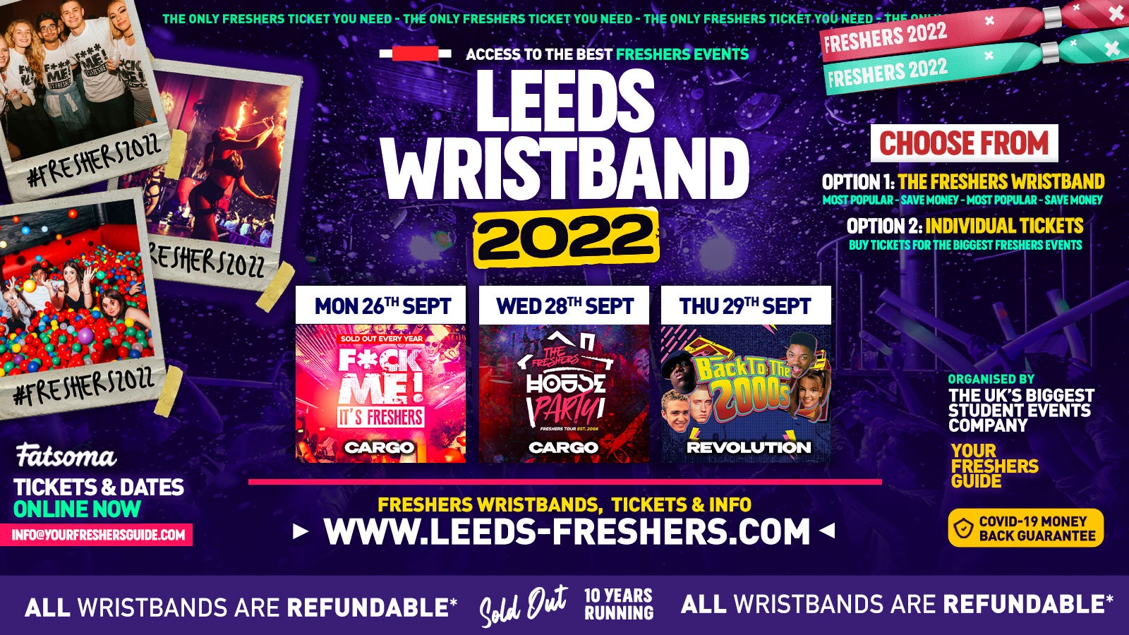 Leeds Freshers Wristband 2022 – The BIGGEST Events in Leeds’ BEST Clubs / Leeds Freshers 2022 – ⚠️FINAL RELEASE ⚠️