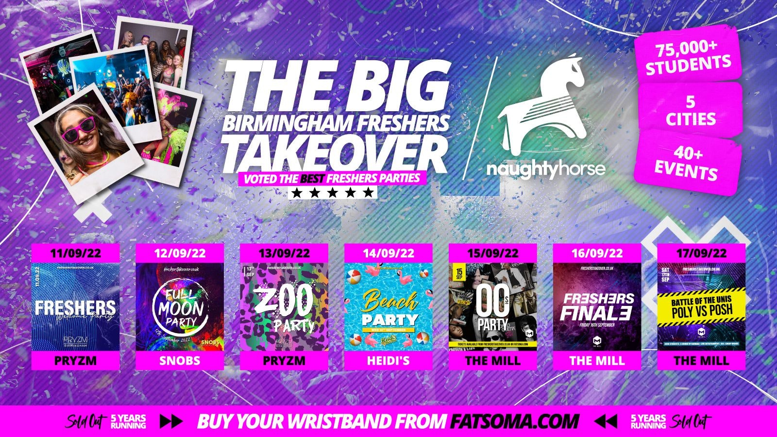 Birmingham City Freshers Week 2022 – Freshers Takeover x Naughty Horse – All 7 Parties