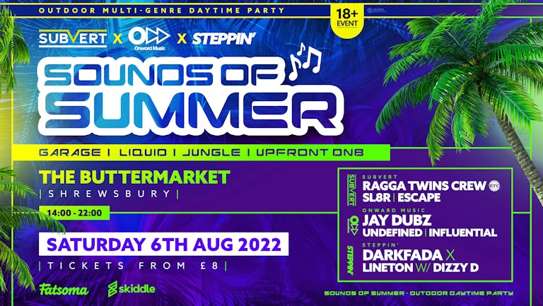 TODAY! Sounds of Summer Terrace Party 2pm-10pm: Subvert x Onward Music x Steppin' club - Urban Terrace 