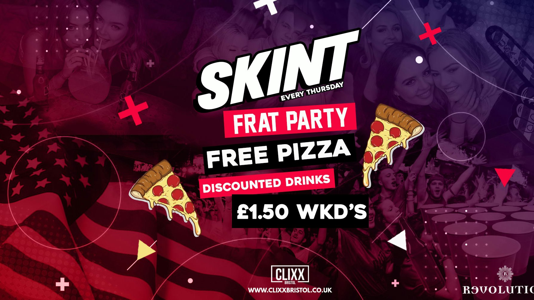 SKINT // FRAT PARTY! – £2 Tickets – FREE PIZZA + £1.50 WKD’s