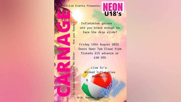 Neon Carnage U18 Inflatable Party