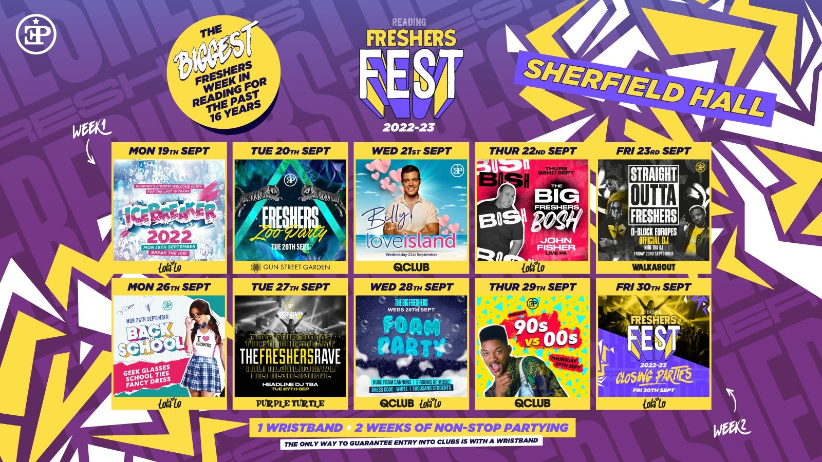 Sherfield Halls Freshers Fest 2022/23 – The Full 2 Week Wristband