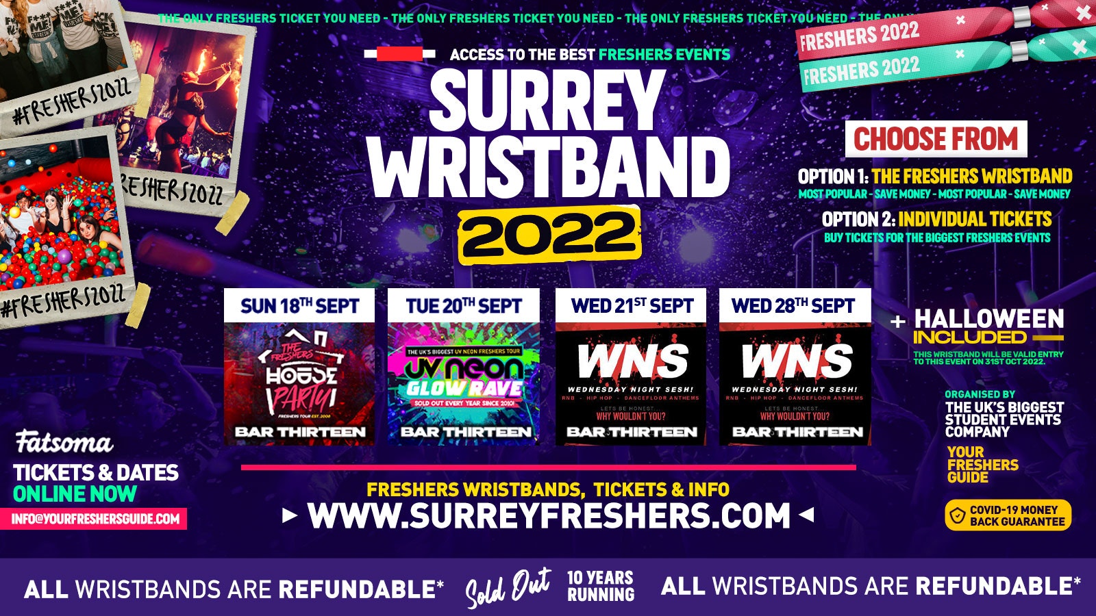 Surrey Freshers Wristband 2022 – The BIGGEST Events in Surrey’s BEST Clubs / Surrey Freshers 2022