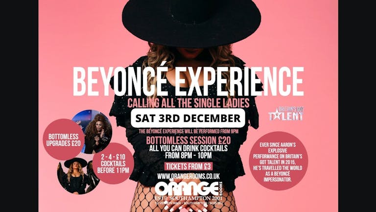 Beyonce Drag Experience - Bottomless Upgrade Available!