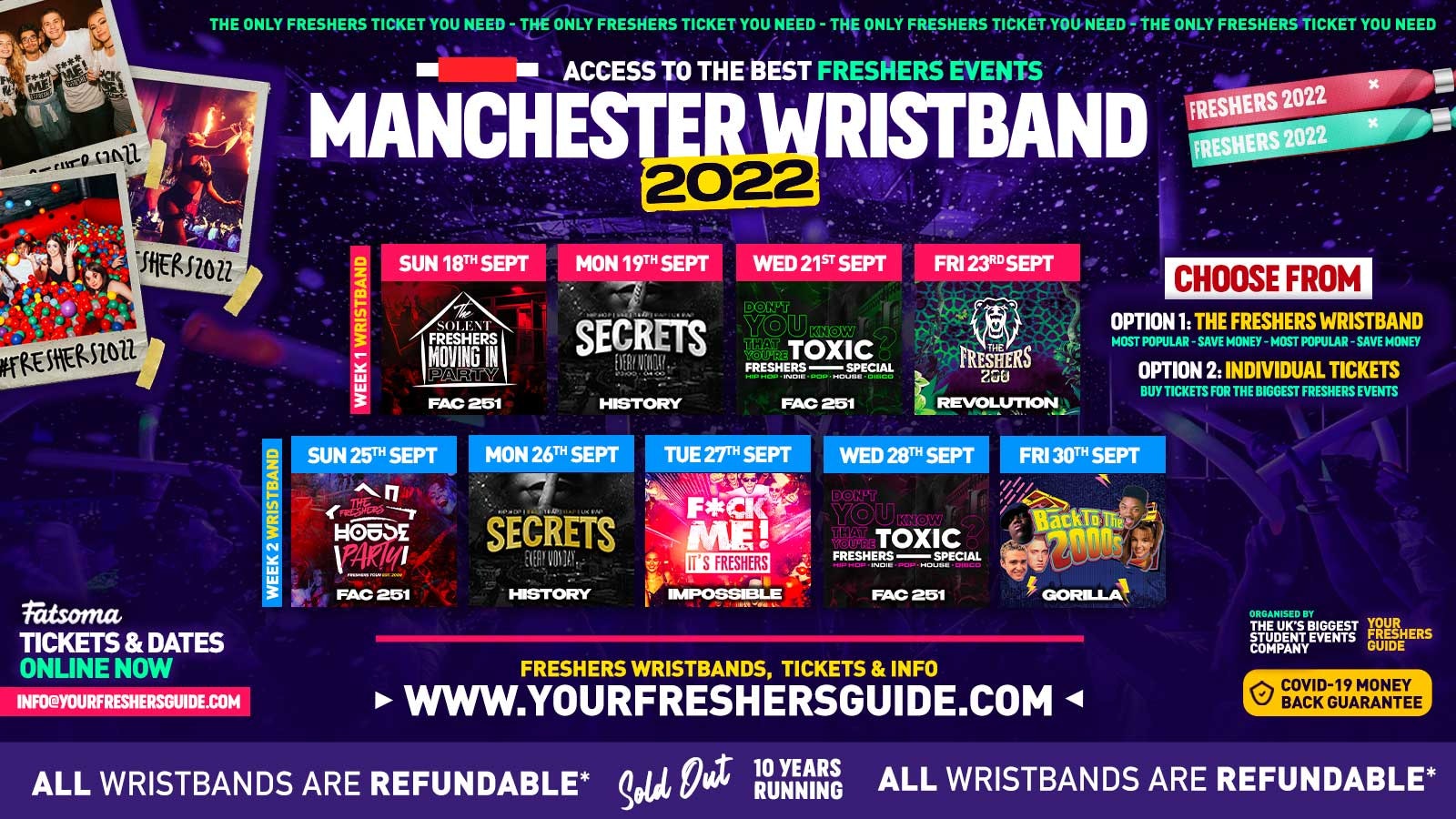THE OFFICIAL MANCHESTER FRESHERS WRISTBAND! – 85% SOLD OUT ⚠️