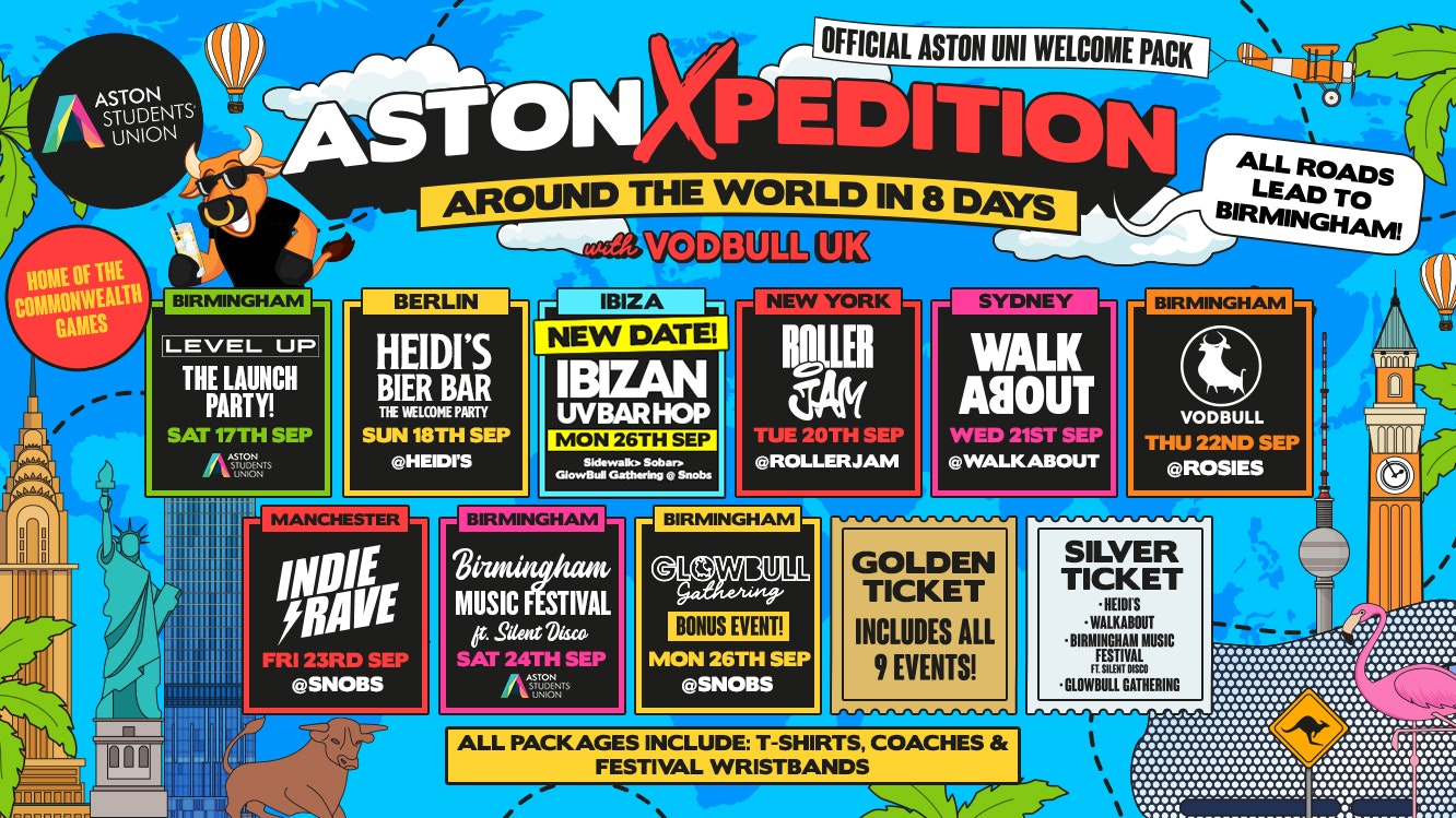 🌍The OFFICIAL Aston Uni Welcome Pack! [🔥FINAL PACKS!!!!🔥] 🌍 The Aston❌pedition 🌍  ⚠️N.B. NEW BAR CRAWL DATE!⚠️