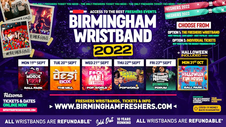 The Birmingham Freshers Wristband 2022 - FREE SIGN UP! - The BIGGEST Events at Birmingham's BEST Venues !