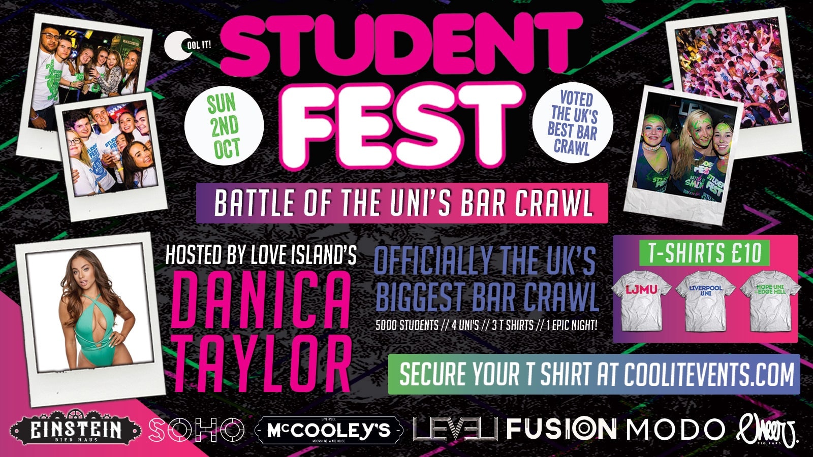 Student Fest hosted by DANICA TAYLOR: The UK’s Biggest Bar Crawl – Battle Of The Uni’s 2022