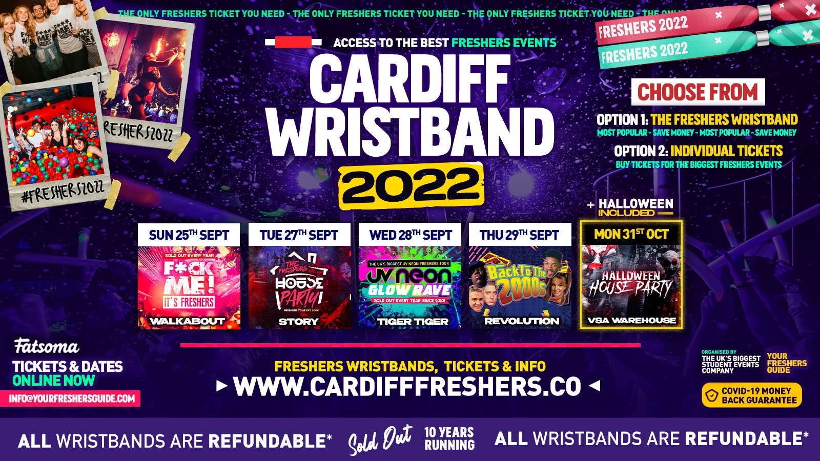 Cardiff Freshers Wristband 2022 – The BIGGEST Events in Cardiff’s BEST Clubs | Cardiff Freshers 2022 – ⚠️ OVER 95% SOLD OUT ⚠️