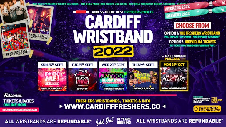 Cardiff Freshers Wristband 2022 - The BIGGEST Events in Cardiff's BEST Clubs | Cardiff Freshers 2022 - ⚠️ OVER 95% SOLD OUT ⚠️