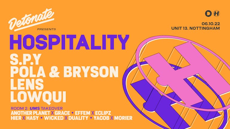 Tonight | Hospitality D&B Nottingham - S.P.Y, Pola & Bryson, Lens + More