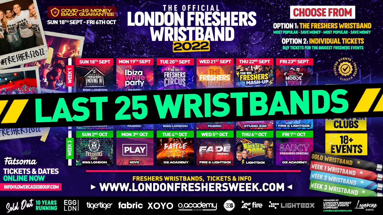 The Official London Freshers Wristband 2022 – 25 WRISTBANDS LEFT ⚠️