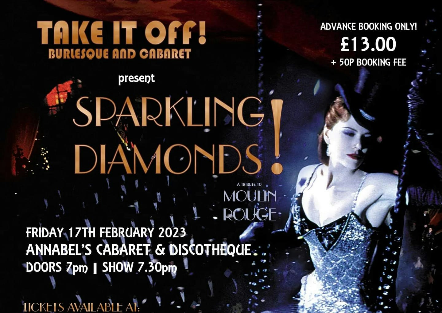 Take It Off! Burlesque and Cabaret Present: ‘SPARKLING DIAMONDS’ – A Moulin Rouge Tribute Show
