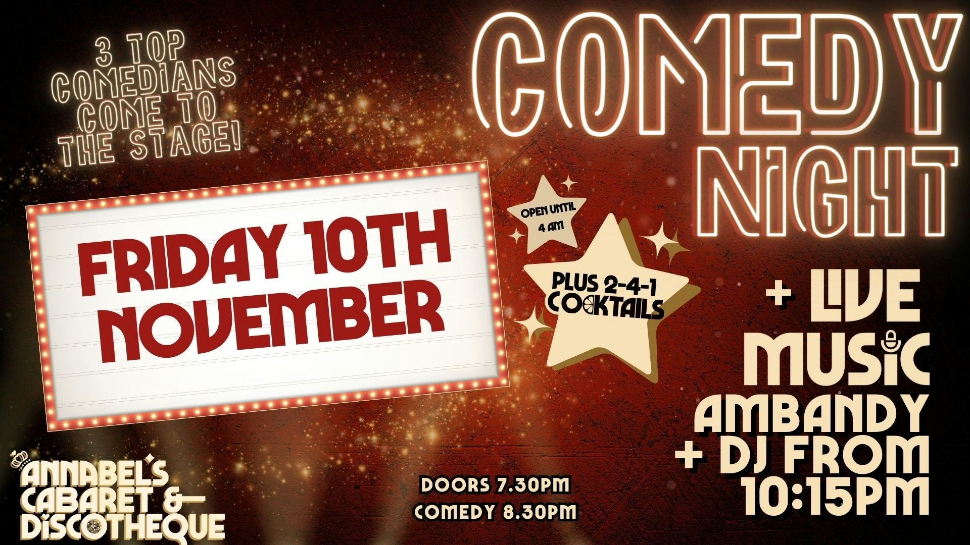 COMEDY NIGHT + Live Music: Ambandy // Annabel’s Cabaret & Discotheque