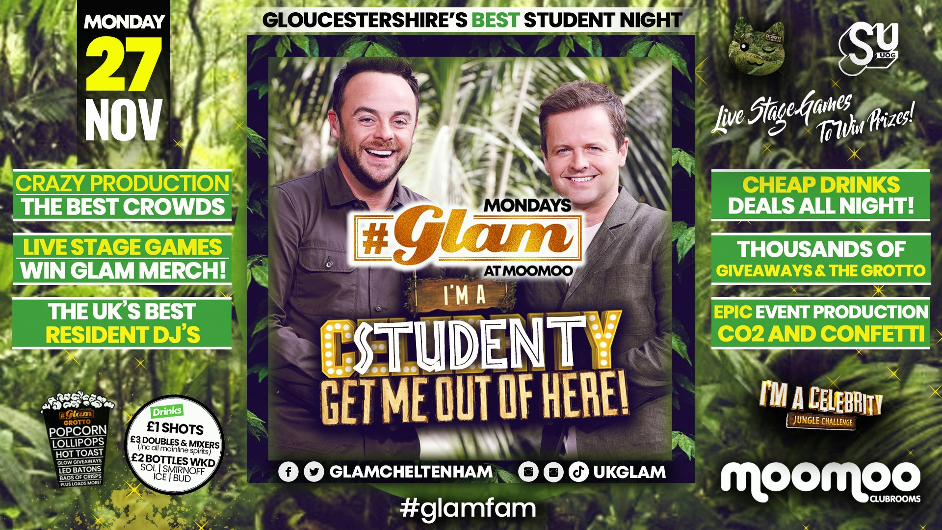 Glam – I’m a Student Get Me Out of Here & UOG Tash Bash 🐍