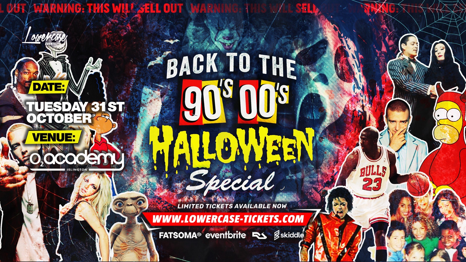 The 90s & 2000s Halloween Party @ O2 Academy Islington – The Biggest Halloween Throwback Party – London Halloween 2023