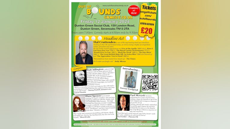 Out of Bounds Comedy Club Sevenoaks with Hal Cruttenden