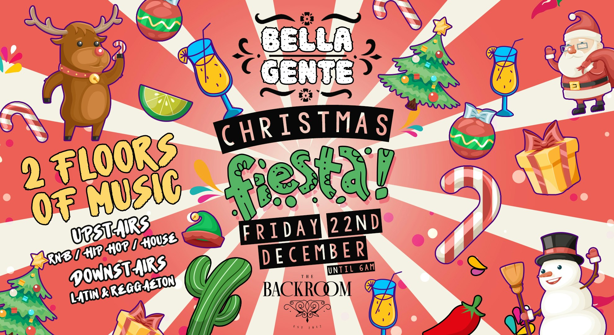 💃 Bella Gente – Christmas Fiesta 🎅 @ The Backroom | Reggaeton x RnB – Friday 22nd December