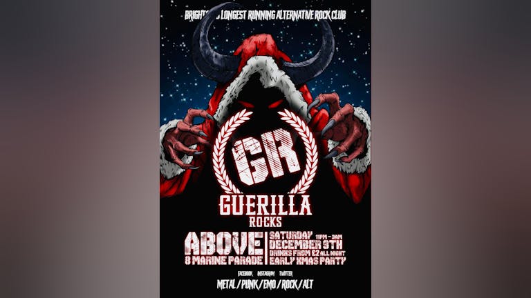 Guerilla Rocks Christmas Special! @ Above (Formerly Envy) - Saturday 9th December